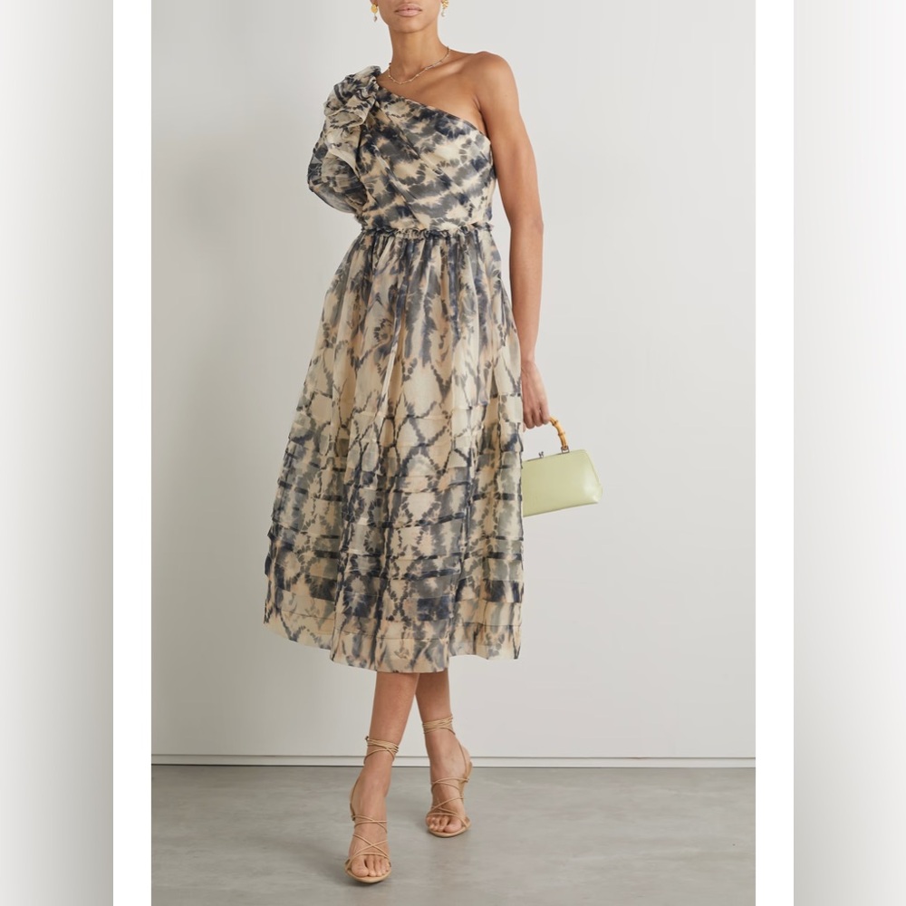 Ulla Johnson Silk Chiffon Artemis Dress - One Shoulder- Size 12/L